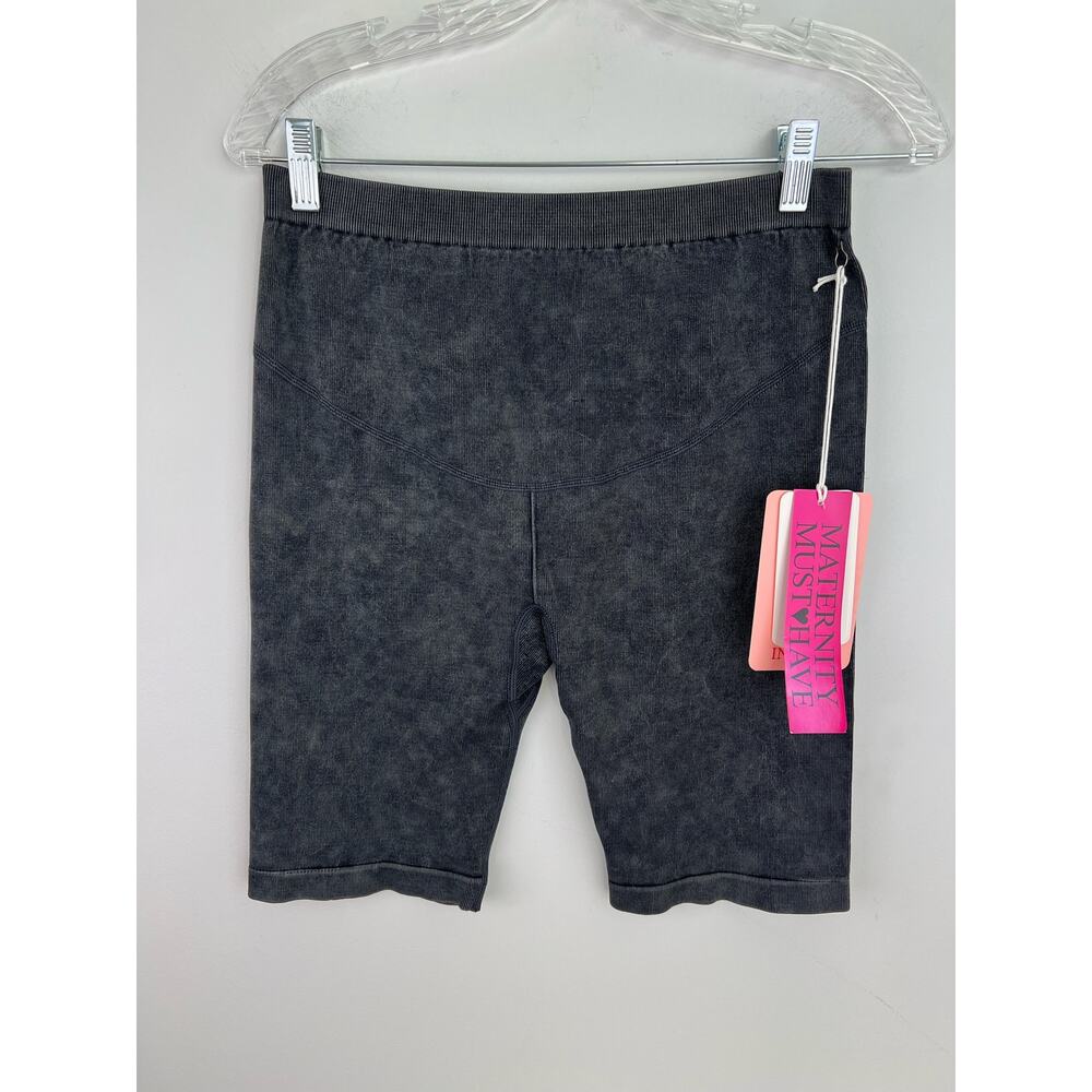Indero Maternity Gray Acid Wash Bike Stretch Shorts Medium